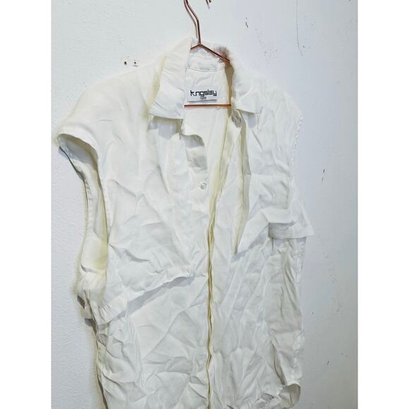 K. NGSLEY Women's White Cap Sleeve Button Front Nes Shirt Dress Size Medium - Picture 5 of 13